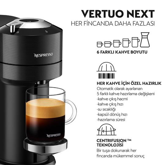 Nespresso Vertuo Bundle Next C Premium Black+Aero 4 Kapsül Kahve Makinesi